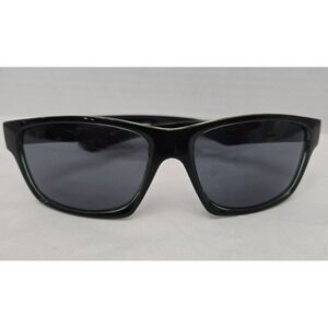 Foster Grant Black Rectangular Sunglasses with Neon Green Inner Trim EUC